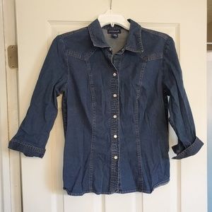 Ann taylor button front denim top